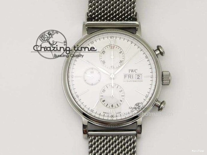 MIROTIME 0204 Cozy Pilot Chrono SS IW387802 V6F 1:1 Best Edition On Brown Leather Strap A 7323